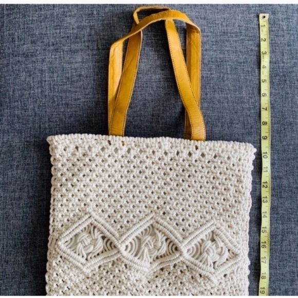 NEW Boho Chic Macrame Woven Shoulder Fringe Shopper Tote Bag - Picture 14 of 16